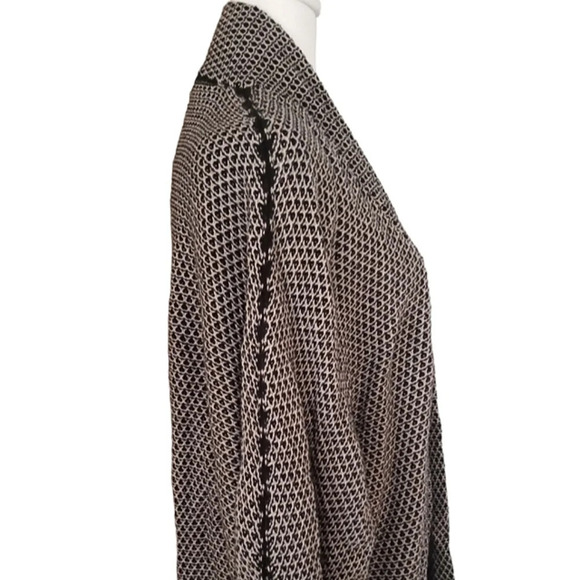 Splendid Loose Knit Cotton Silk Blend Black & White Open Front Cardigan Medium - Picture 4 of 8